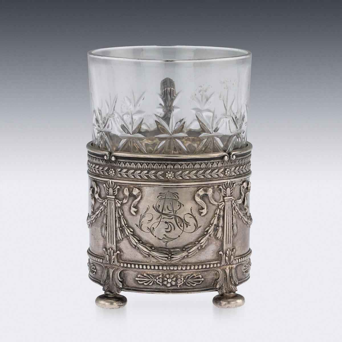 20th Century Russian Empire Silver and Cut Glass Tea Holder, Lorie, circa 1910 1