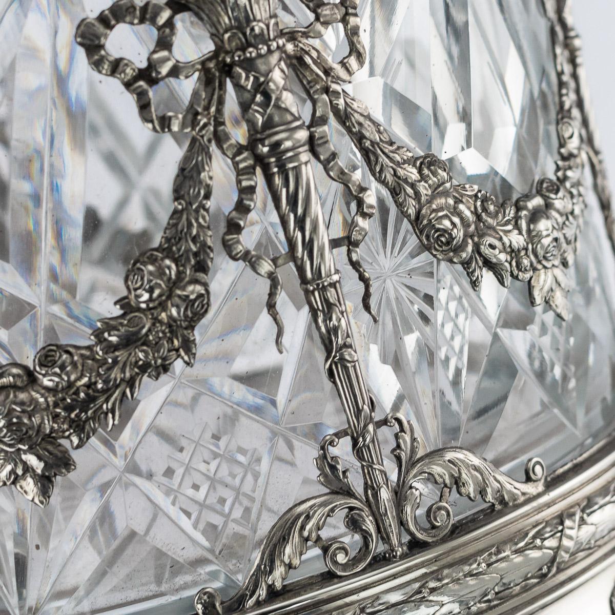20th Century Russian Empire Solid Silver & Cut Glass Vase Khlebnikov, circa 1910 8