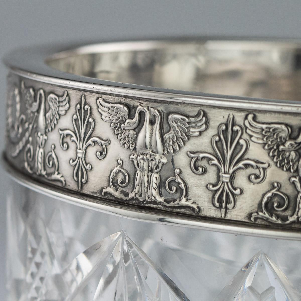 20th Century Russian Empire Solid Silver & Cut Glass Vase Khlebnikov, circa 1910 4
