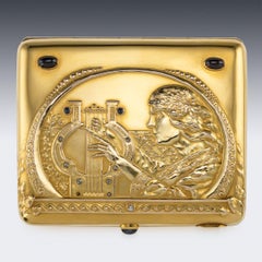 Portasigarette russo Faberge del XX secolo in oro 14 carati e pietre preziose incastonate