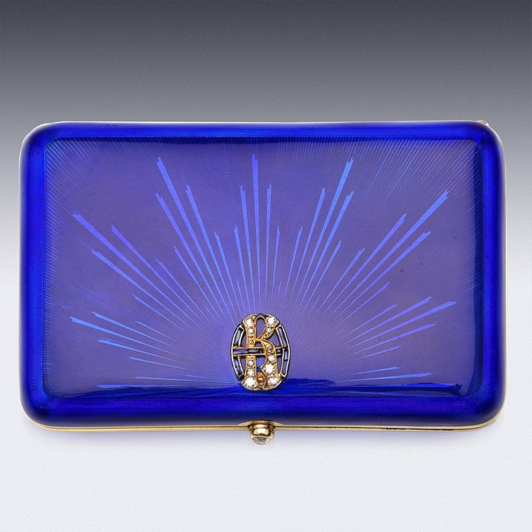 faberge cigarette case antique roadshow 20th Century Russian Faberge 56 Gold and Enamel Cigarette Case, C.1900 at  1stDibs
