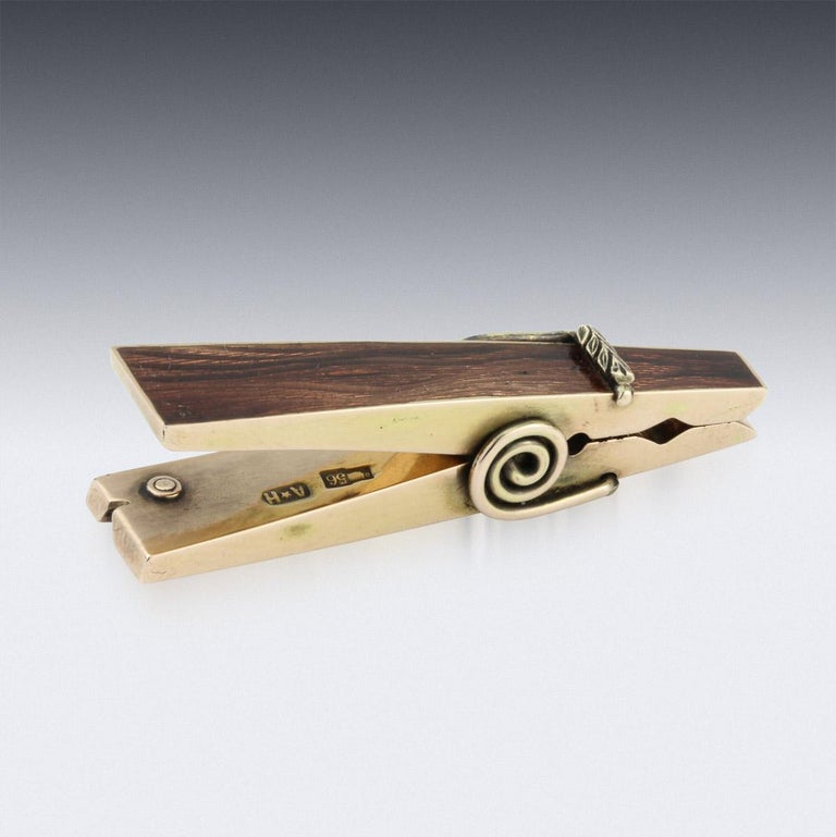 20th Century Russian Faberge 56 Gold and Enamel Clothes Peg, A Hollming