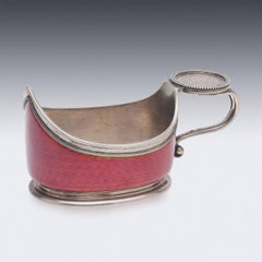 20th Century Russian Faberge Coin Set Solid Silver & Enamel Kovsh, c.1900