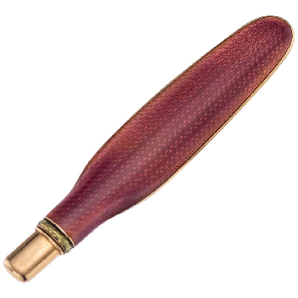 20th Century Russian Faberge Enamel on Gold Pencil and Letter Opener