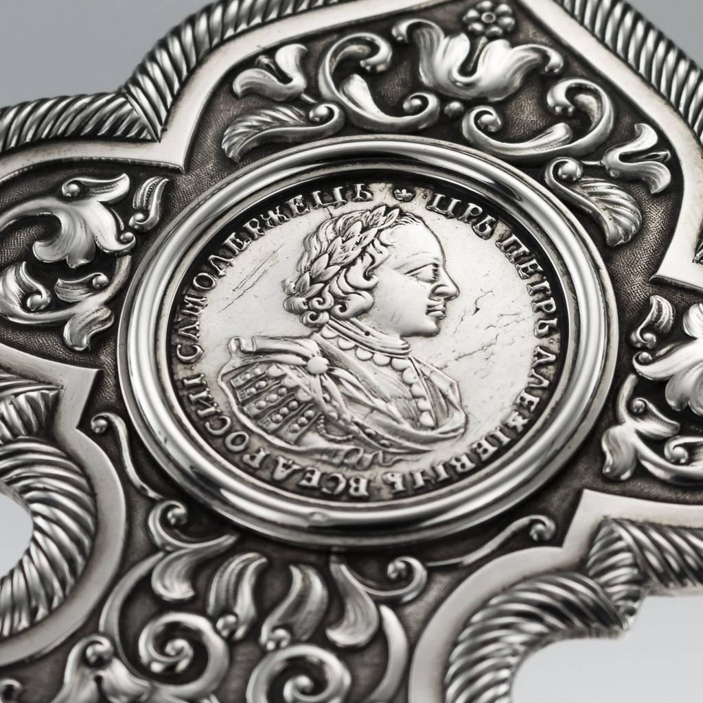 20th Century Russian Faberge Gem Set Solid Silver Kovsh, Wakeva 3