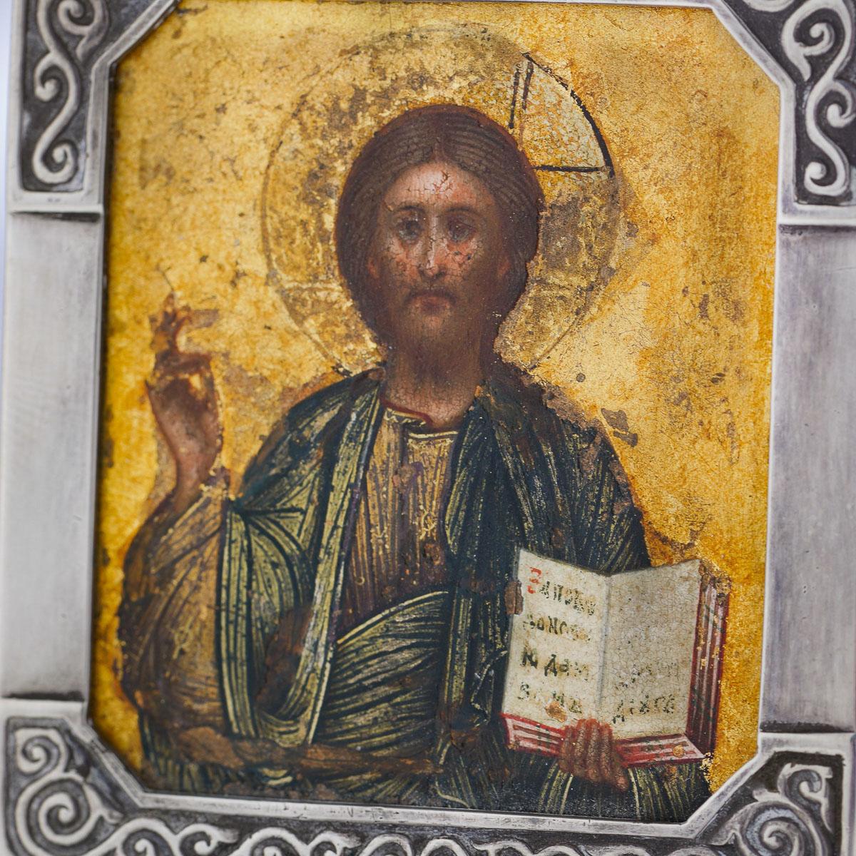 20th Century Russian Faberge Silver & Wood Miniature Icon, Moscow, c.1900 2
