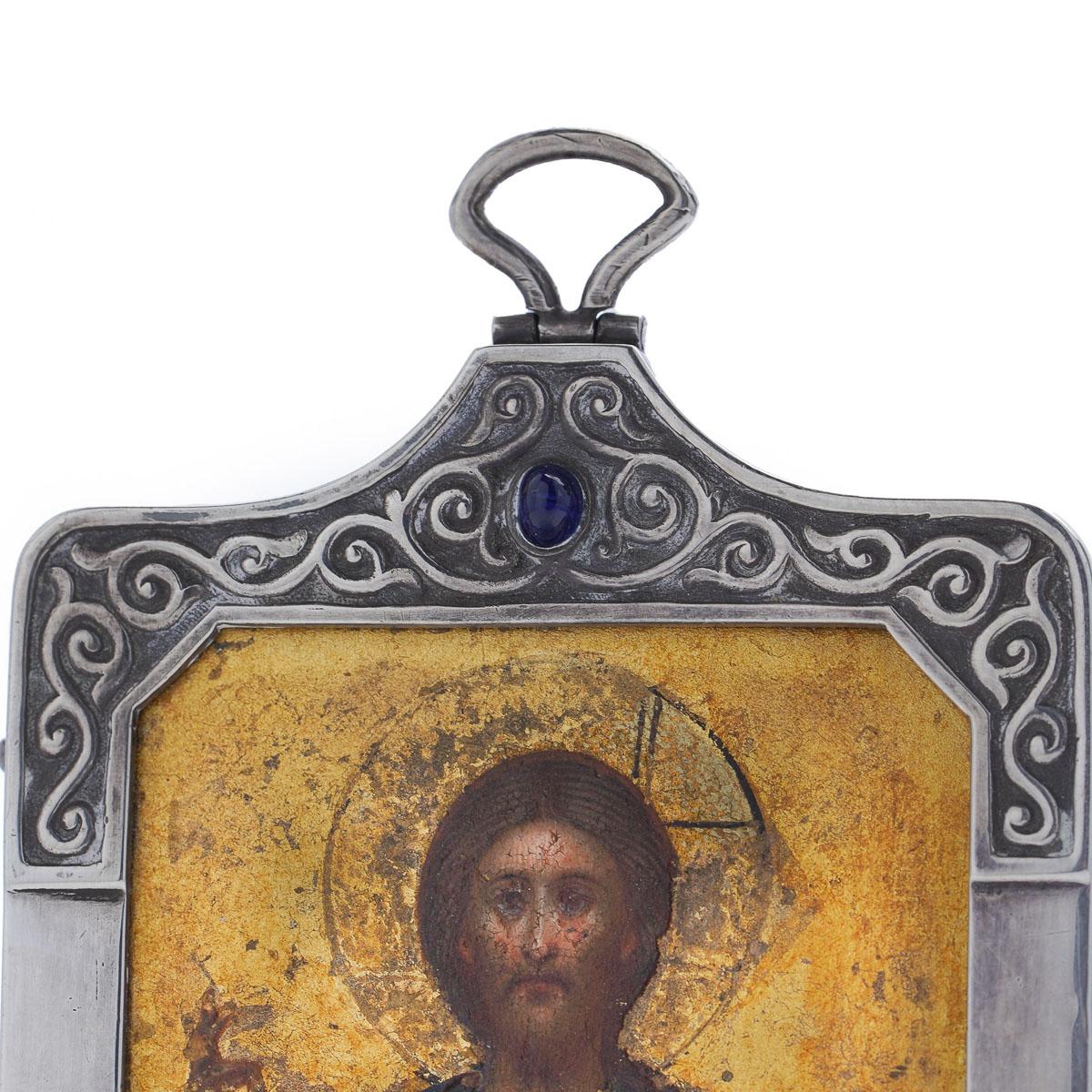 20th Century Russian Faberge Silver & Wood Miniature Icon, Moscow, c.1900 3