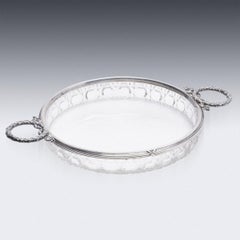 20th Century Russian Faberge Solid Silver & Cut Glass Dish, circa 1900
