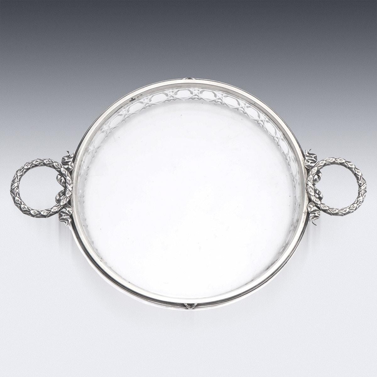 20th Century Russian Faberge Solid Silver & Cut Glass Dish, circa 1900 In Good Condition In Royal Tunbridge Wells, Kent