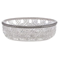20th Century Russian Faberge Solid Silver & Cut Glass Dish, c.1900