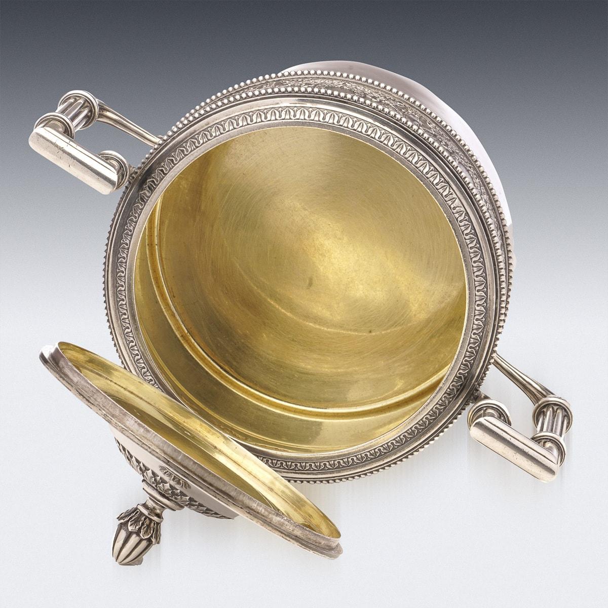 20th Century Russian Faberge Solid Silver Lidded Sugar Bowl, Moscow, c.1900 2