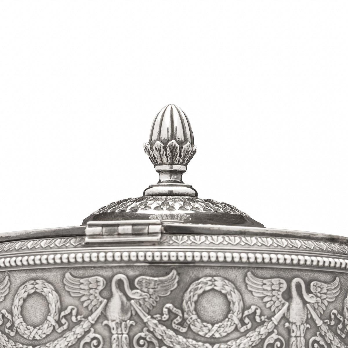 20th Century Russian Faberge Solid Silver Lidded Sugar Bowl, Moscow, c.1900 4