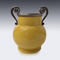 20th Century Russian Faberge Solid Silver & Porcelain Vase, c.1900