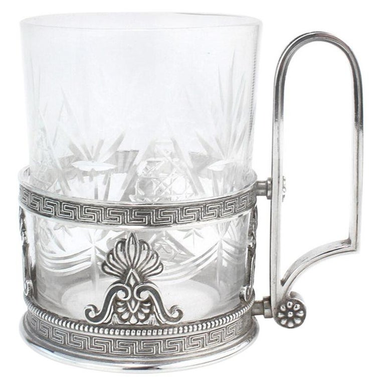 20th Century Russian Faberge Solid Silver Tea Glass Holder, Moscow, c.1900 For Sale