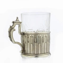 20th Century Russian Faberge Solid Silver Tea Glass Holder, Moscow, circa 1900