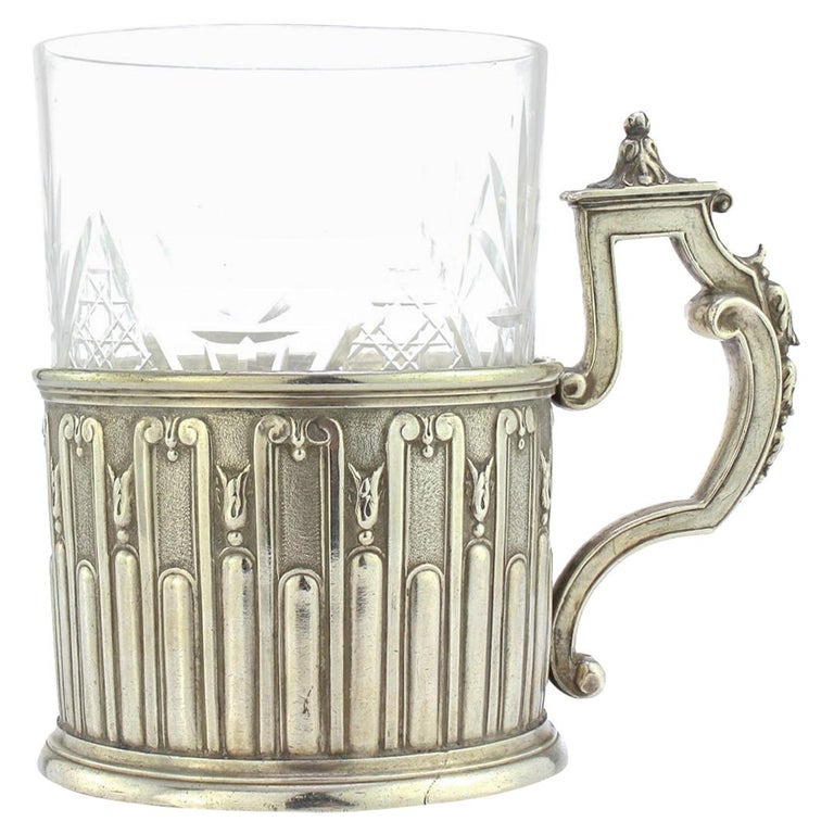 20th Century Russian Faberge Solid Silver Tea Glass Holder, Moscow, circa 1900 For Sale