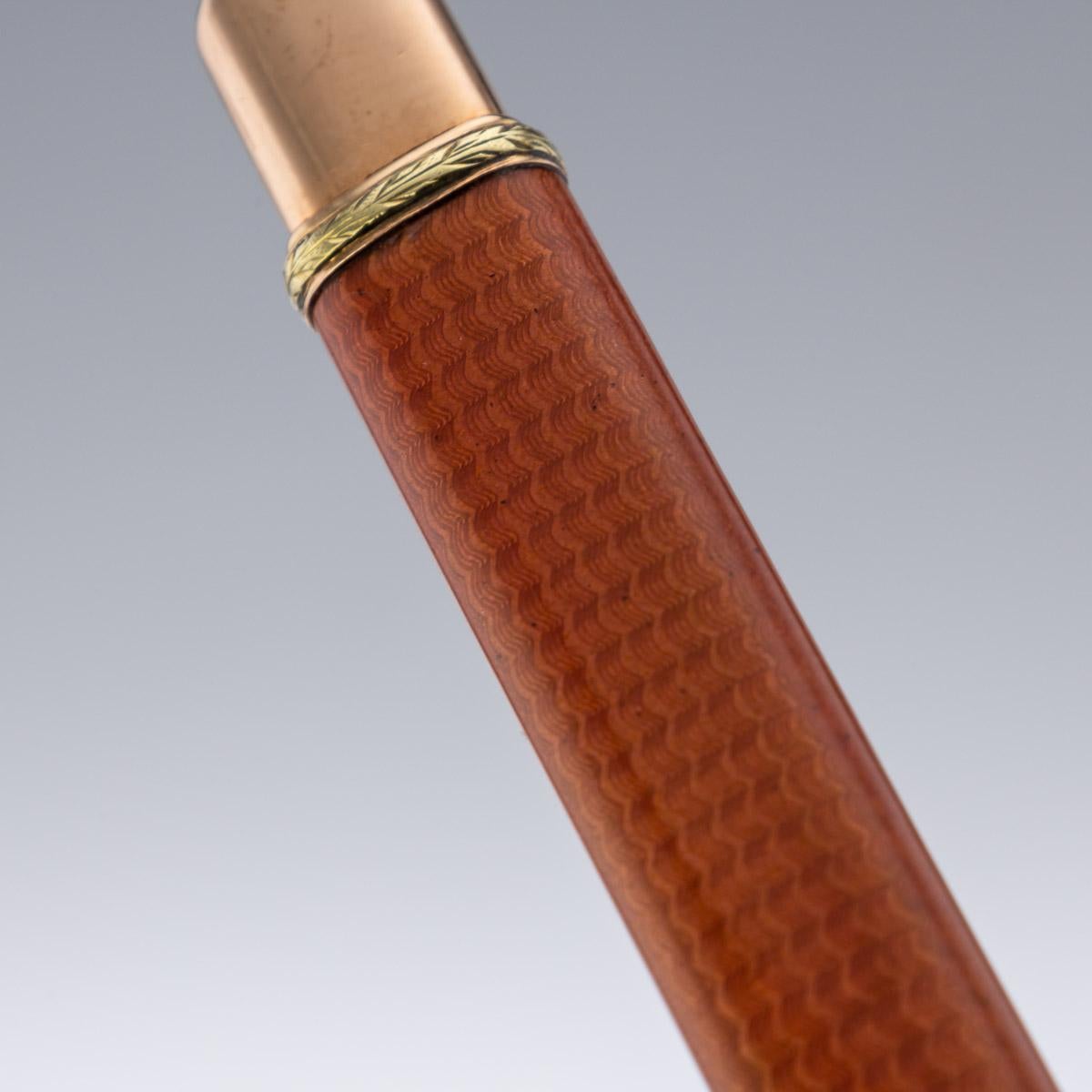 20th Century Russian Faberge Two-Colour Gold-Mounted Enamel Pencil, Adler c.1910 1