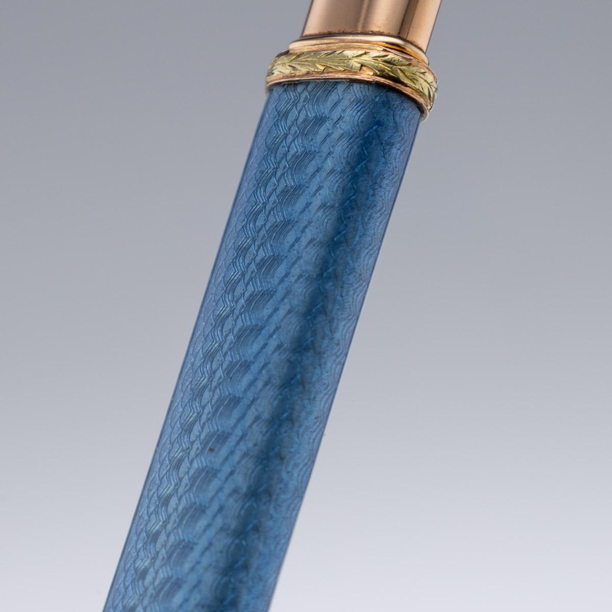 20th Century Russian Faberge Two-Colour Gold-Mounted Enamel Pencil, Adler C.1910 1