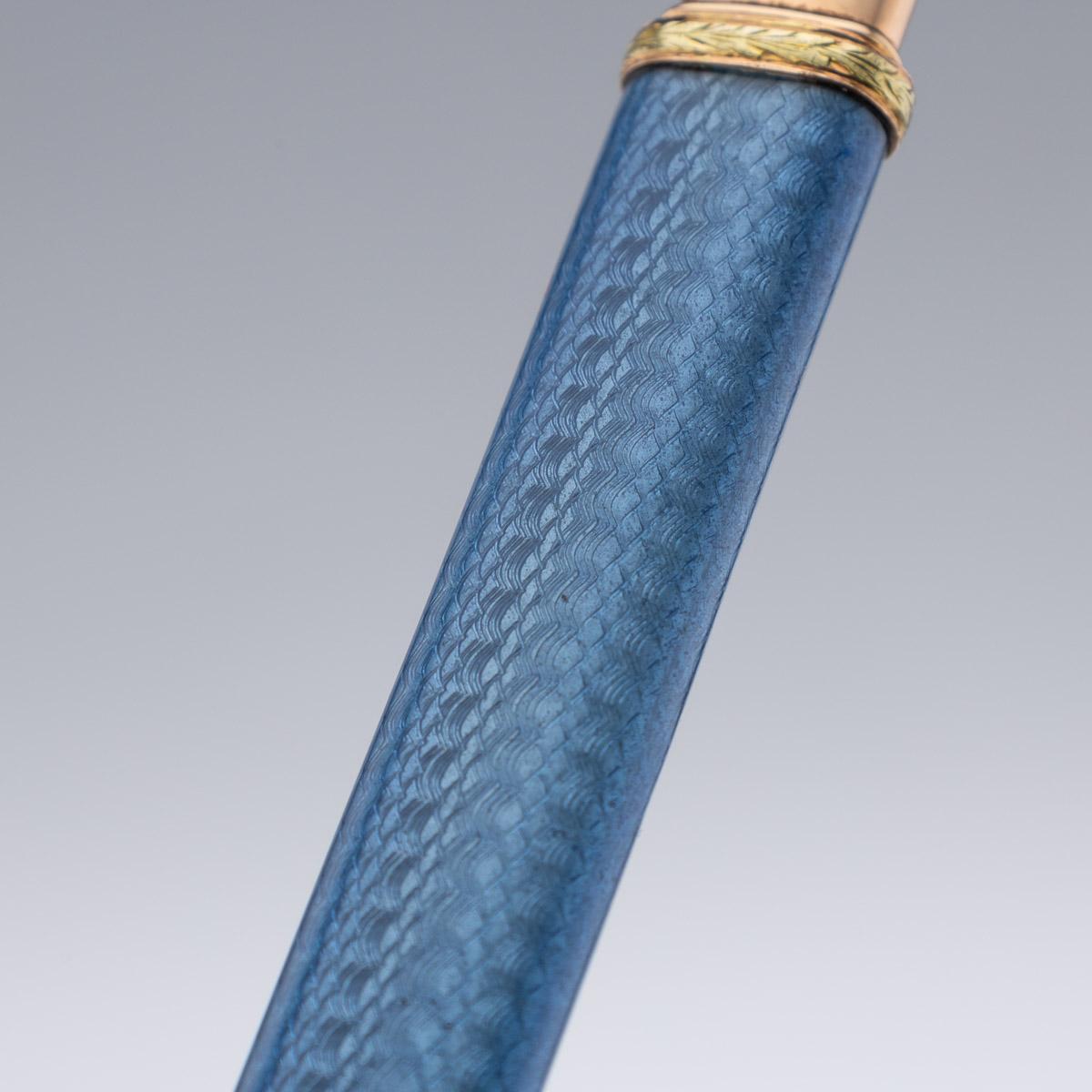 20th Century Russian Faberge Two-Colour Gold-Mounted Enamel Pencil, Adler C.1910 2