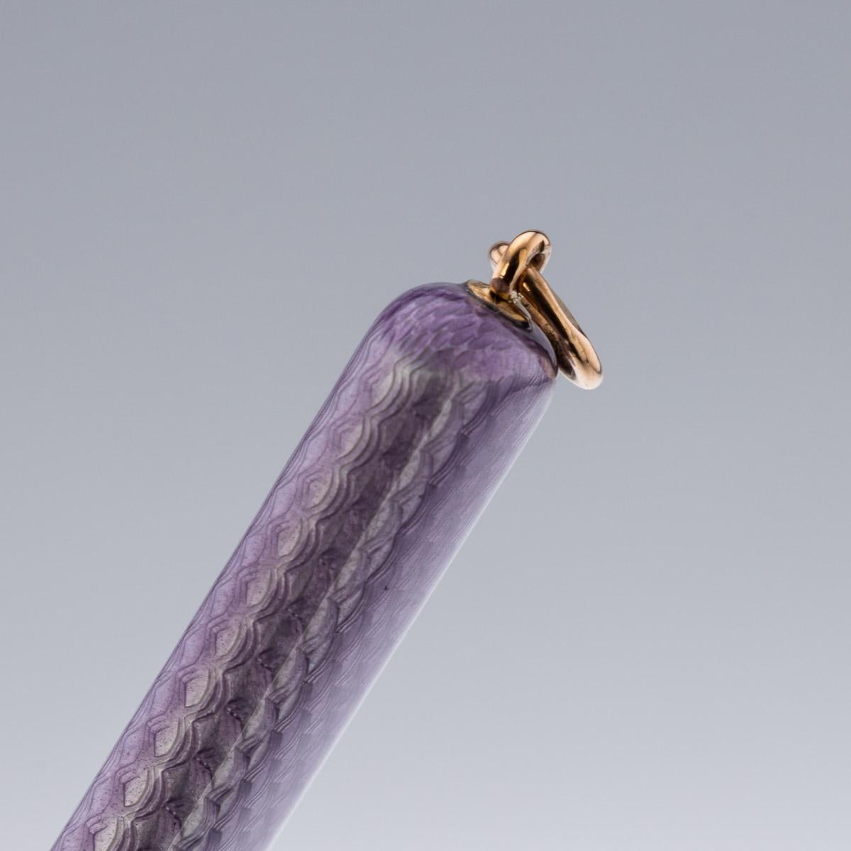 20th Century Russian Faberge Two-Colour Gold-Mounted Enamel Pencil, Adler c.1910 1