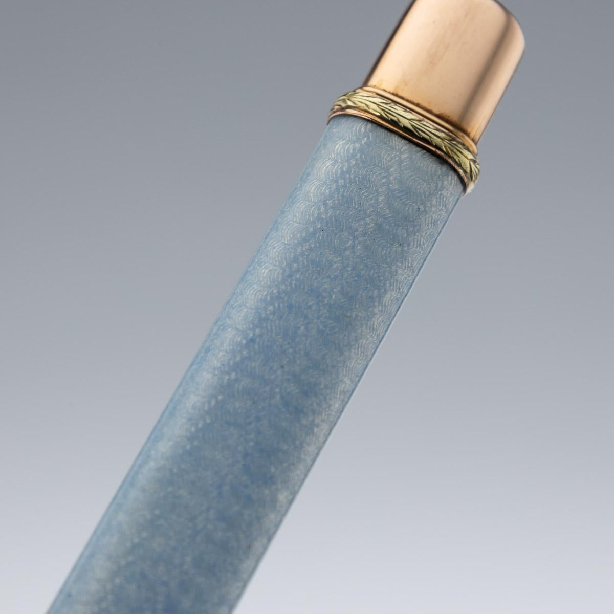 20th Century Russian Faberge Two-Colour Gold-Mounted Enamel Pencil, Adler c.1910 2