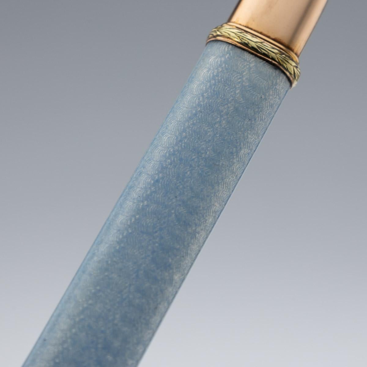 20th Century Russian Faberge Two-Colour Gold-Mounted Enamel Pencil, Adler c.1910 3
