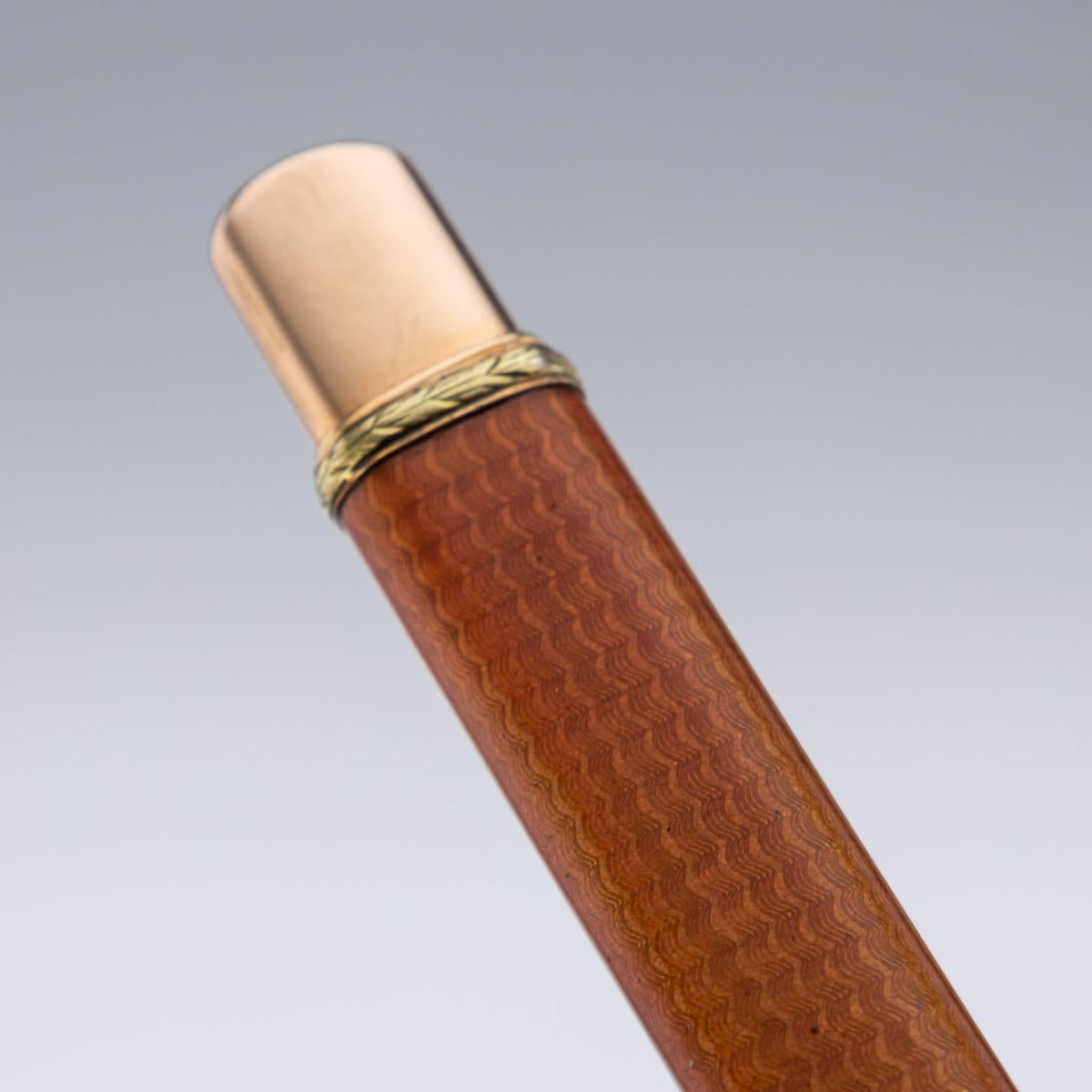20th Century Russian Faberge Two-Colour Gold-Mounted Enamel Pencil, Adler c.1910 4