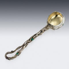 20th Century Russian Gem-Set Solid Silver Punch Ladle, Moscow, circa 1900