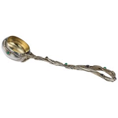 20th Century Russian Gem-Set Solid Silver Punch Ladle, Moscow, circa 1900