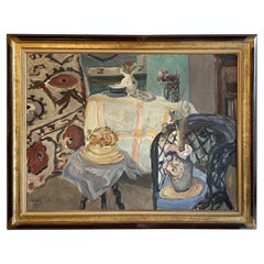 20th Century Russian Oil Painting of a Dining Room by Vladimir Naïditch