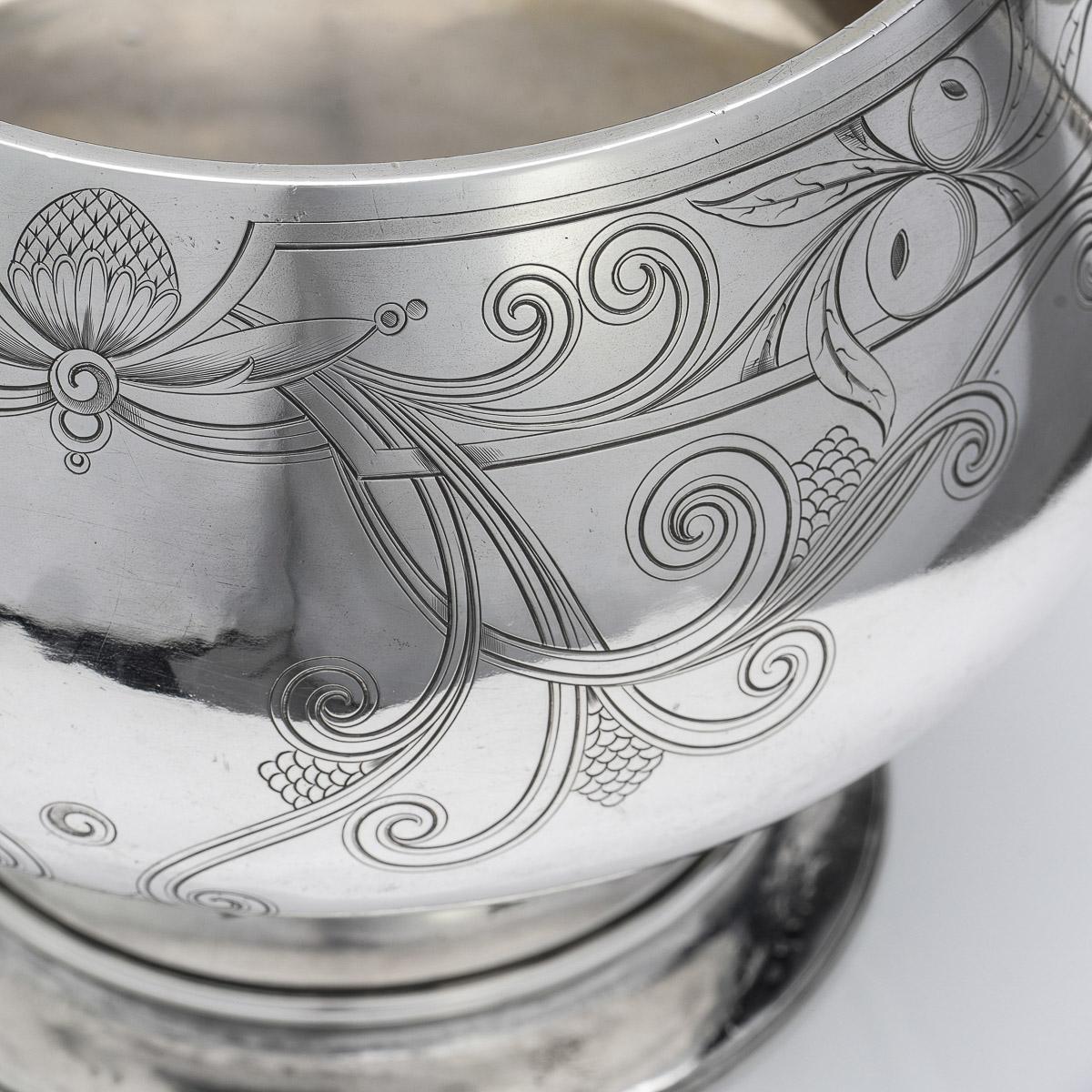 20th Century Russian Pan Slavic Solid Silver Punch Bowl & Ladle, Moscow, c.1900 7