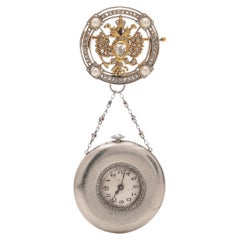 20th Century Russian Platinum & Gold, Jewelled Watch Pendant, c.1900