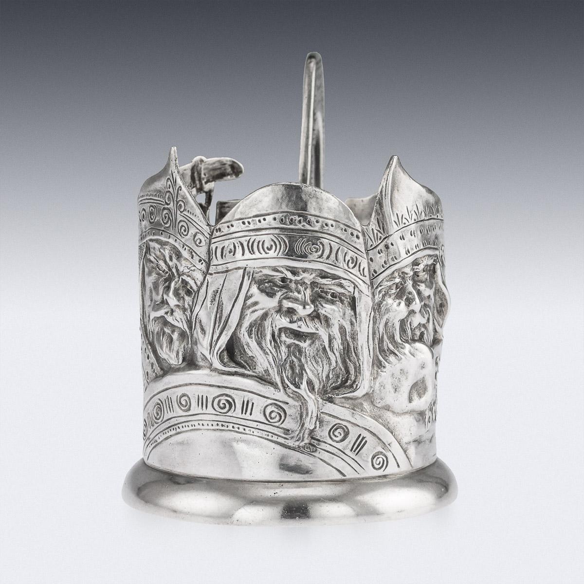 20th Century Russian Silver Bogatyr Tea Glass Holder, Samoshin, circa 1900 1