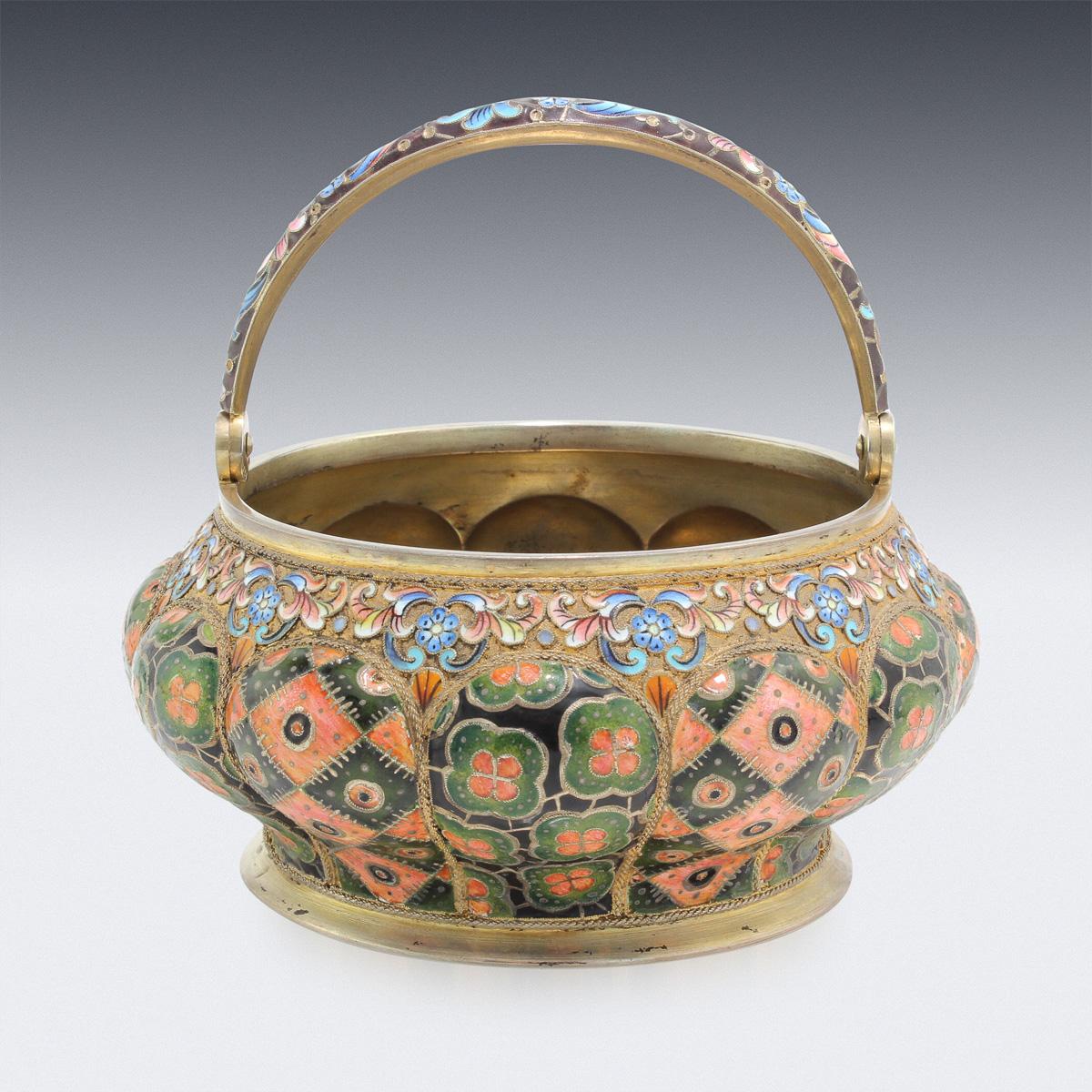 20th Century Russian Silver & Enamel Sugar Bowl & Cream Jug, 6th Artel, c.1910 1