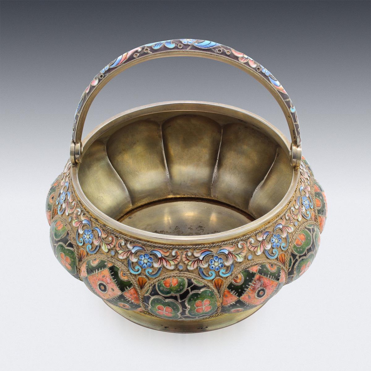 20th Century Russian Silver & Enamel Sugar Bowl & Cream Jug, 6th Artel, c.1910 2