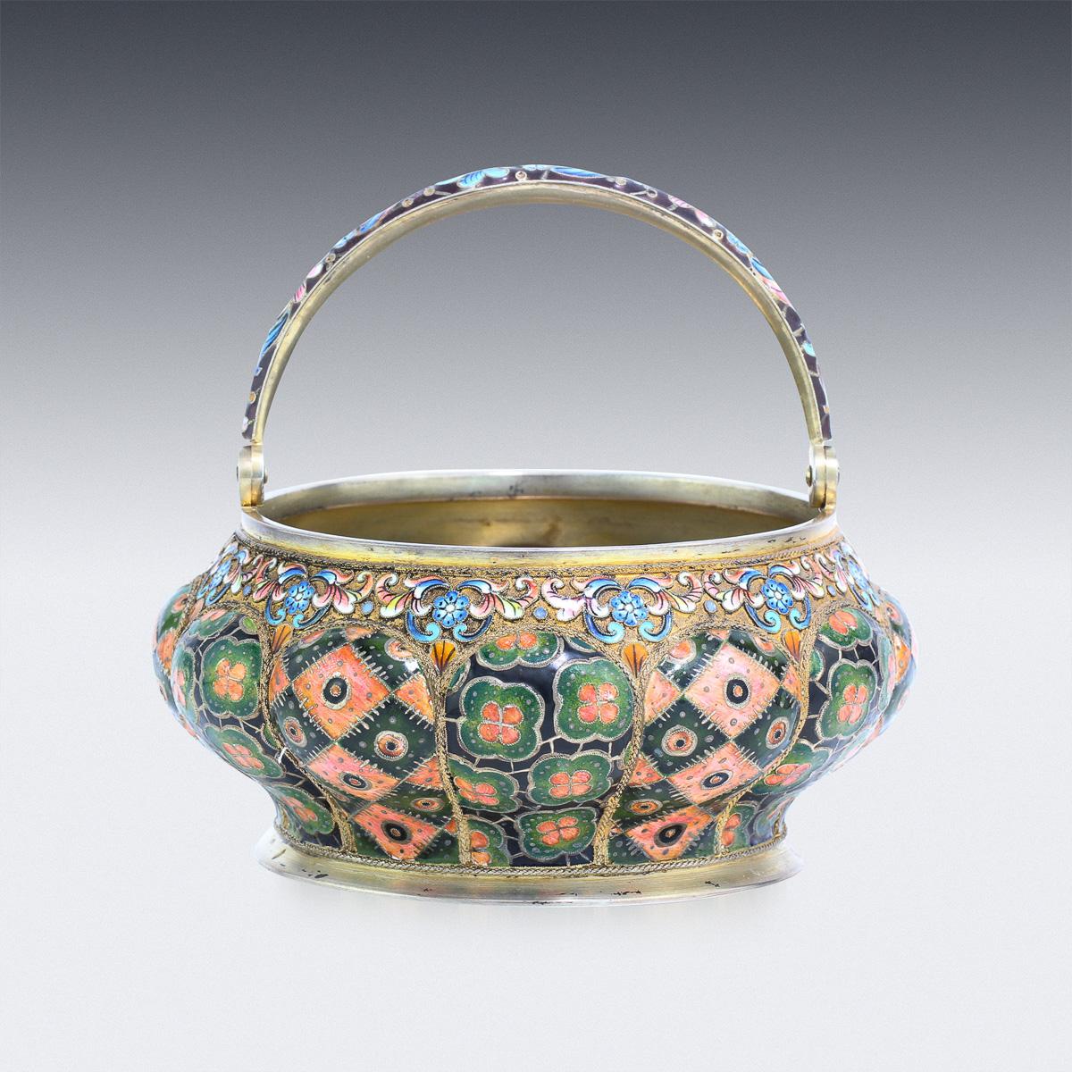 20th Century Russian Silver & Enamel Sugar Bowl & Cream Jug, 6th Artel, c.1910 3