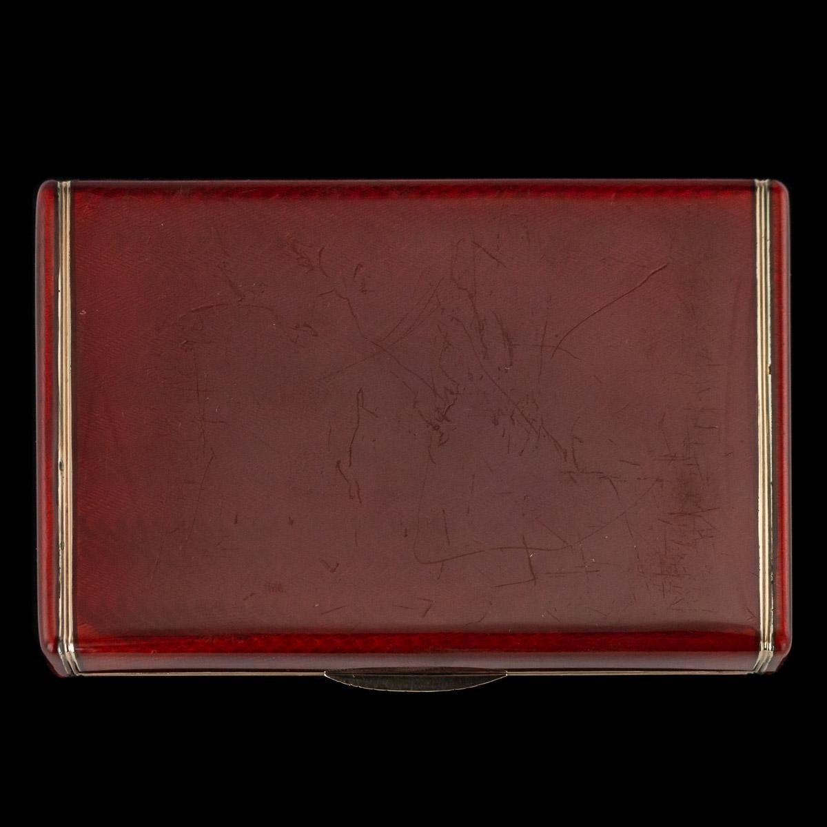 20th Century Russian Silver Gilt, Enamel & Diamond Cigarette Case, circa 1910 In Good Condition In Royal Tunbridge Wells, Kent