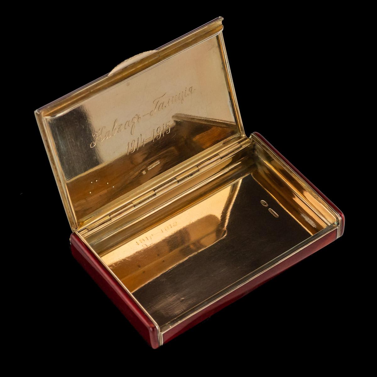 20th Century Russian Silver Gilt, Enamel & Diamond Cigarette Case, circa 1910 2