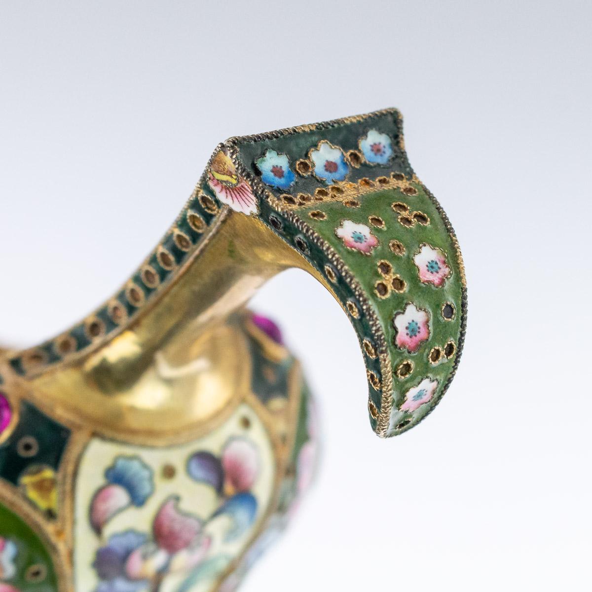 20th Century Russian Silver & Shaded Enamel Kovsh, Grigory Sbitnev Circa 1910 5