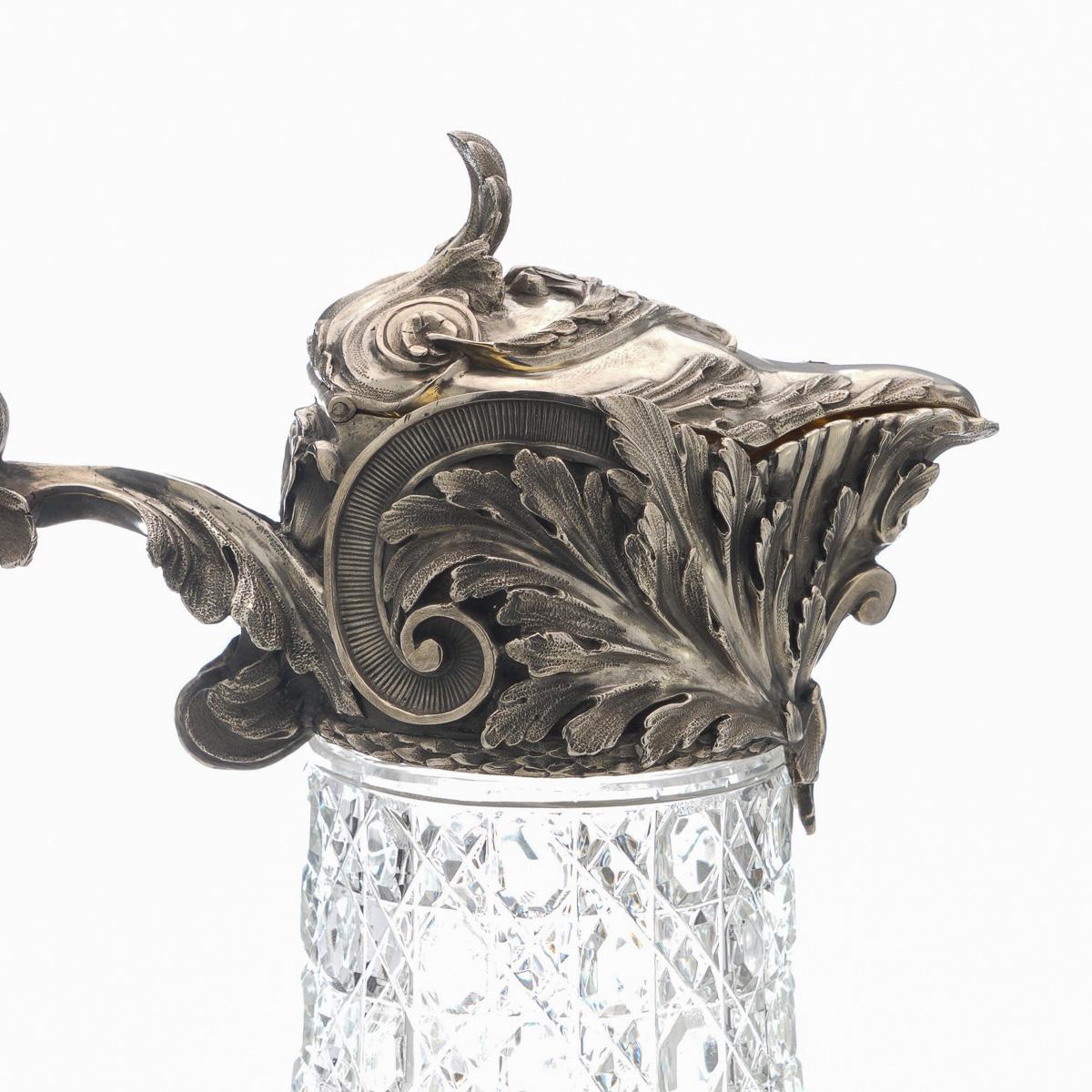 20th Century Russian Solid Silver & Cut Glass Claret Jug, Karl Linke, c.1900 1