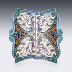 20th Century Russian Solid Silver & Enamel Belt Buckle, 6 Artel, c.1900