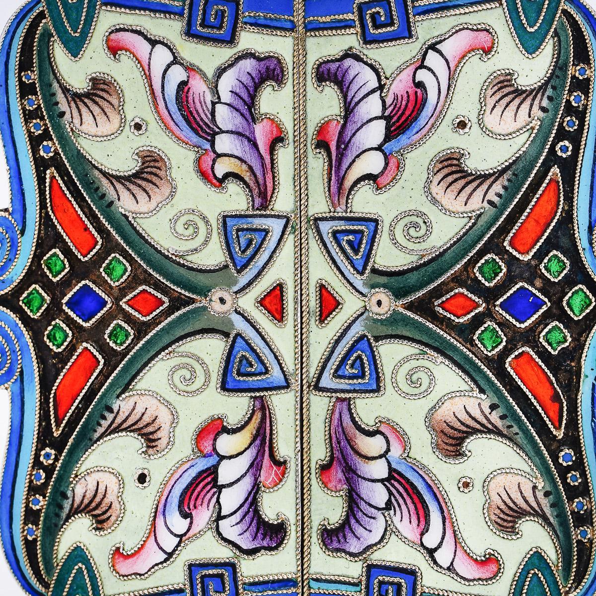 20th Century Russian Solid Silver & Enamel Belt Buckle, 6 Artel, c.1900 2