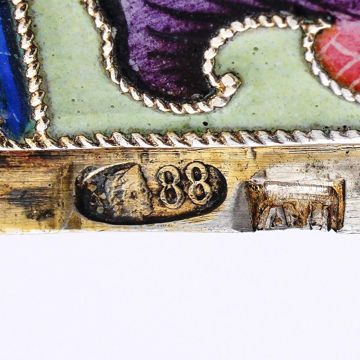 20th Century Russian Solid Silver & Enamel Belt Buckle, 6 Artel, c.1900 5