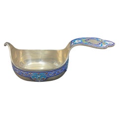 20th Century Russian Solid Silver & Enamel Kovsh, Grachev Brothers, c.1900