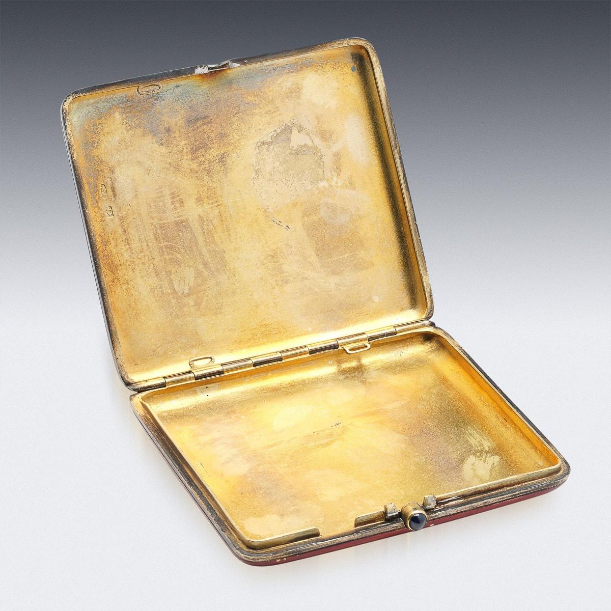 20th Century Russian Solid Silver & Lacquer Cigarette Case, c.1910 2