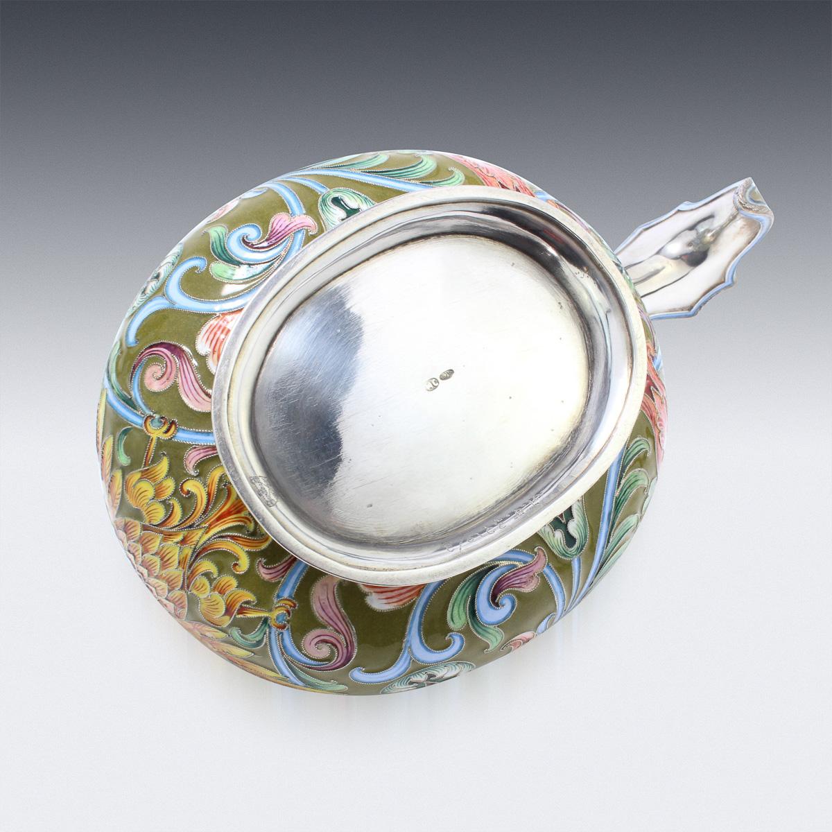 20th Century Russian Solid Silver & Shaded Enamel Kovsh, Maria Semenova, c.1910 In Good Condition In Royal Tunbridge Wells, Kent