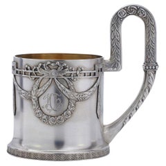 Porte-verre à thé russe du 20e siècle en argent massif, Vasiliy Agafanov, vers 1900