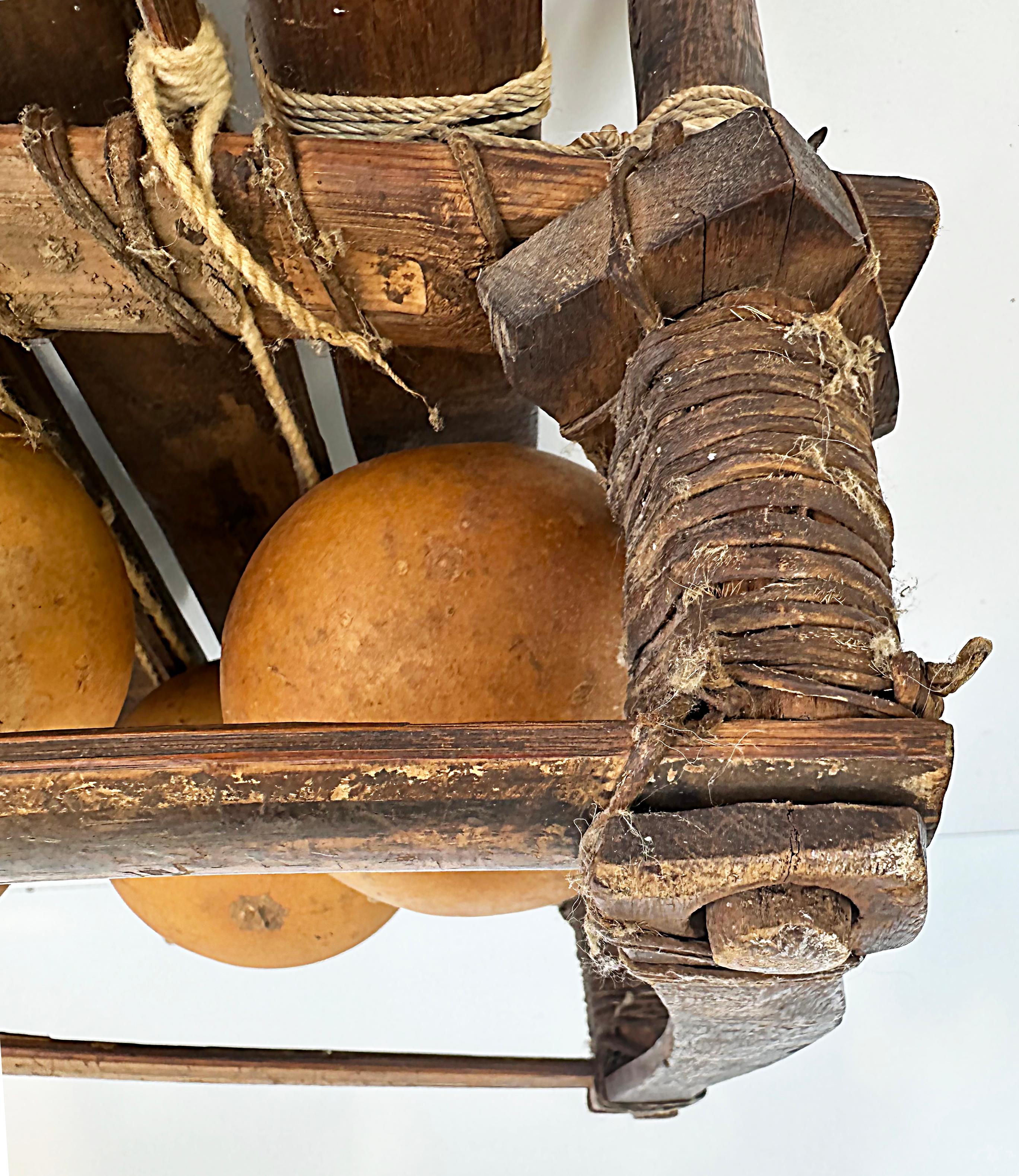 20th Century Rustic African Xylophone with Wood, Gourds, Rope and Mallets For Sale 6