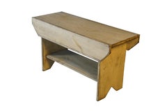 20th Century Rustic Primitive Outdoor Pine Farmhouse Patio Bench Stool Seat 33"