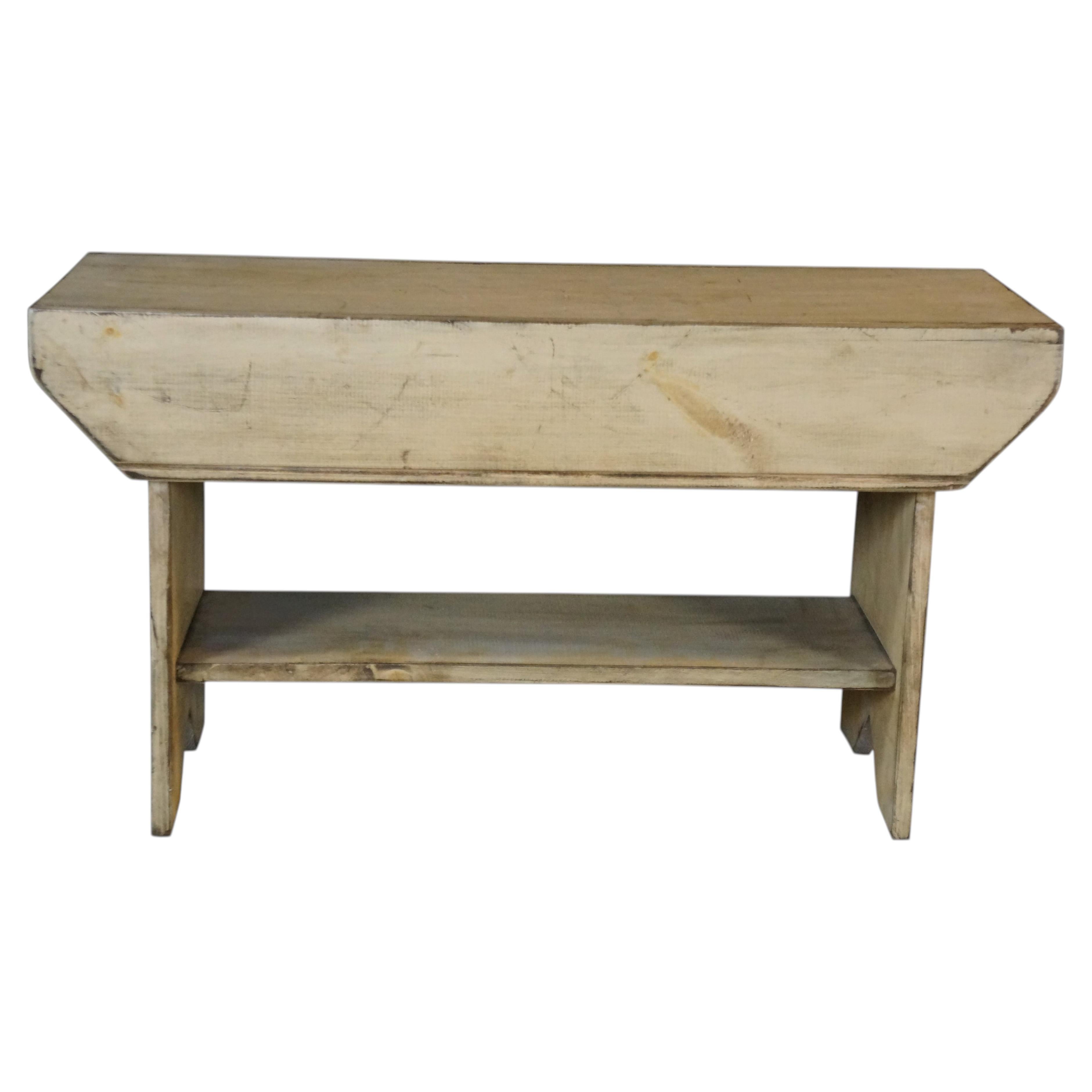 20th Century Rustic Primitive Outdoor Pine Farmhouse Patio Bench Stool Seat 33"